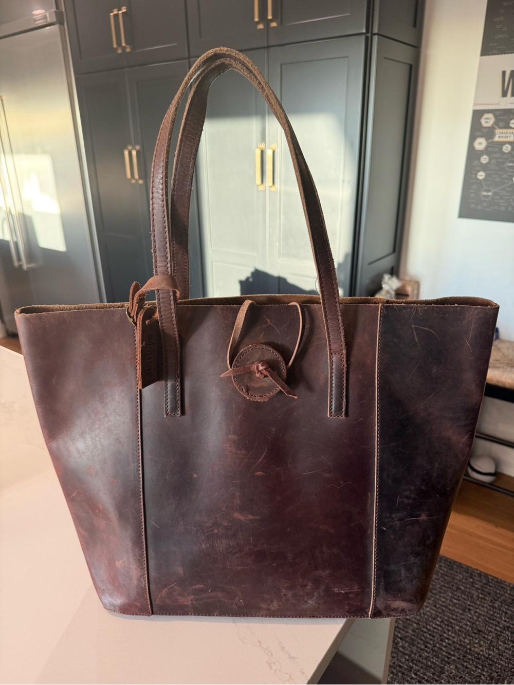 Baseballism Brown Leather Tote Bag - Classic Everyday Carry,